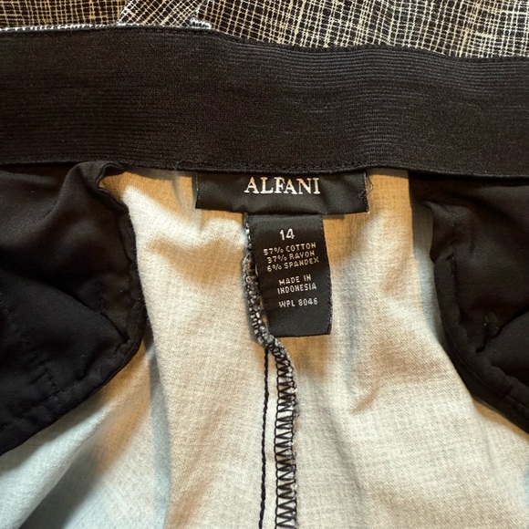 Alfani Gingham Black & White Stretch Pants Size 14 - Picture 5 of 5